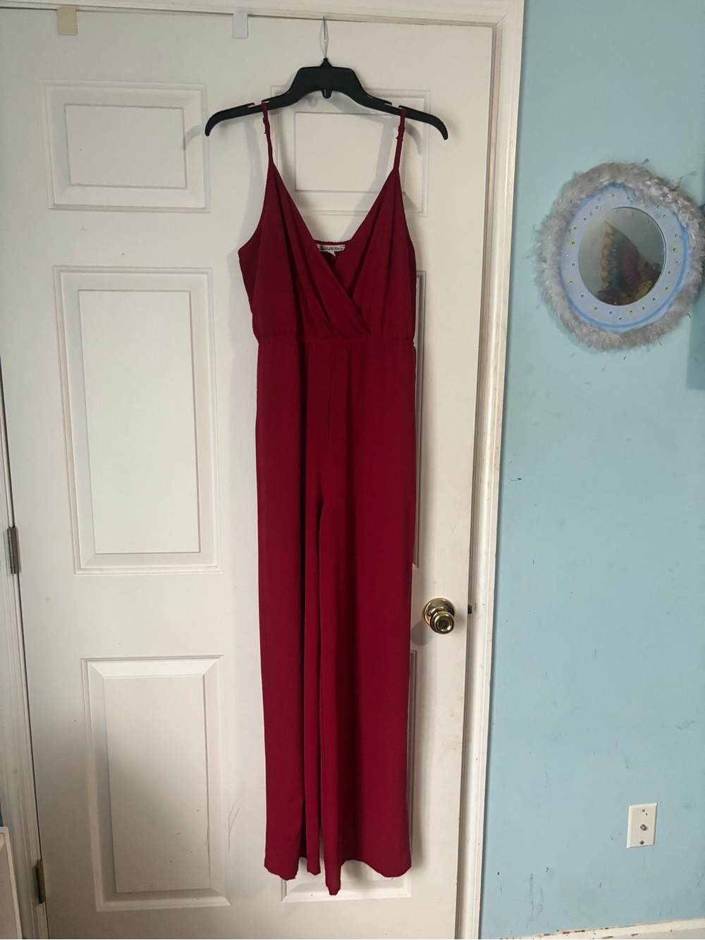 Women’s Red Sleeveless Wide-Leg Jumpsuit